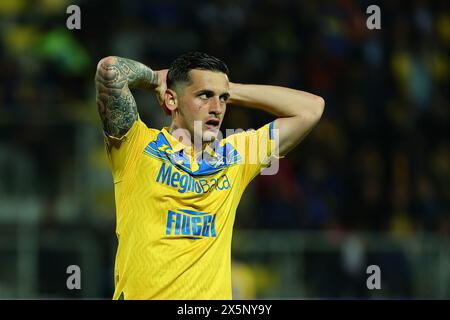 Frosinone, Italie. 10 mai 2024. Emanuele Valeri de Frosinone Dejection lors du match de Serie A entre Frosinone Calcio et le FC Internazionale au stade Benito Stirpe à Frosinone (Italie), le 10 mai 2024. Crédit : Insidefoto di andrea staccioli/Alamy Live News Banque D'Images