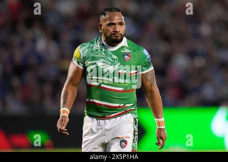 Eccles, Royaume-Uni. 10 mai 2024. Les Tigres de Leicester Solomone Kata lors de la première vente de match Gallagher Sharks vs Leicester Tigers au Salford Community Stadium, Eccles, Royaume-Uni, le 10 mai 2024 (photo par Steve Flynn/News images) à Eccles, Royaume-Uni le 5/10/2024. (Photo par Steve Flynn/News images/SIPA USA) crédit : SIPA USA/Alamy Live News Banque D'Images