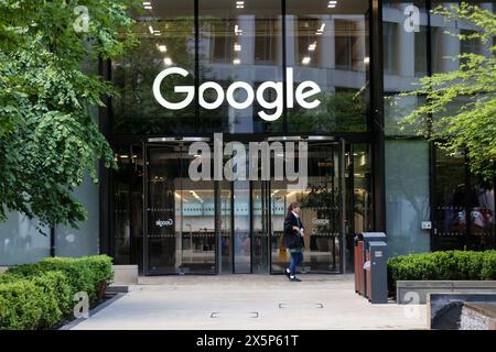 Londres, Royaume-Uni. 4 mai 2023. Vue générale de l'entrée des bureaux Google dans le centre de Londres. (Crédit image : © Steve Taylor/SOPA images via ZUMA Press Wire) USAGE ÉDITORIAL SEULEMENT! Non destiné à UN USAGE commercial ! Banque D'Images