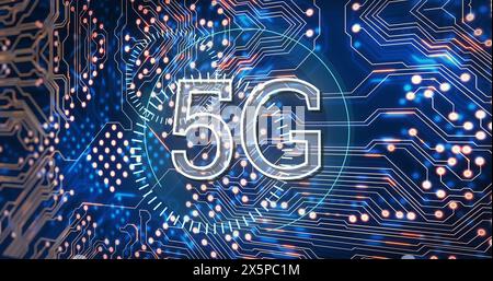 Image de 5g de texte sur le réseau de connexions Banque D'Images