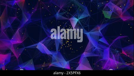 Formes géométriques vibrantes se connectant avec des lignes et des points Banque D'Images