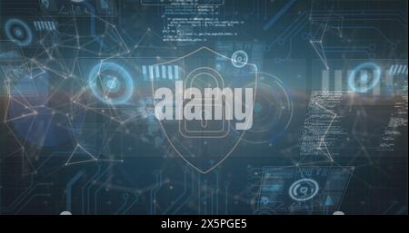 Illustration du cadenas de traitement des données et de sécurité sur fond bleu Banque D'Images