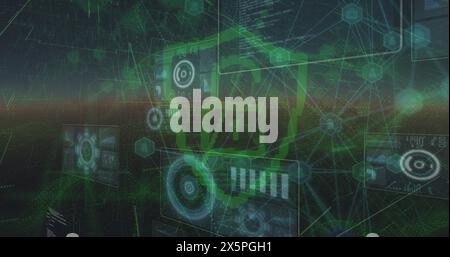 Image du cadenas de traitement des données et de sécurité sur fond sombre Banque D'Images