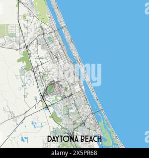 Daytona Beach, Floride, Etats-Unis art poster carte Illustration de Vecteur