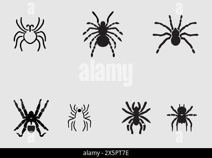 Design minimaliste élégant Black Tarantula icône d'illustration Illustration de Vecteur