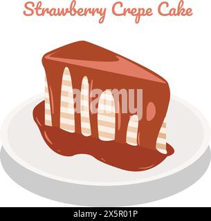 Gâteau de crêpe à la fraise sur plaque, vecteur sur fond blanc Illustration de Vecteur