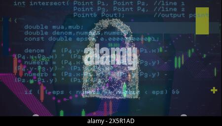 Image du cadenas de traitement des données et de sécurité sur fond sombre Banque D'Images