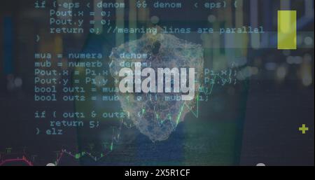 Image du cadenas de traitement des données et de sécurité sur fond sombre Banque D'Images