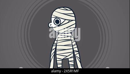 Image de zombie sur des cercles sur fond gris Banque D'Images