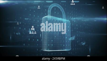 Image du cadenas numérique avec circuit intégré sur le traitement des données à l'écran Banque D'Images