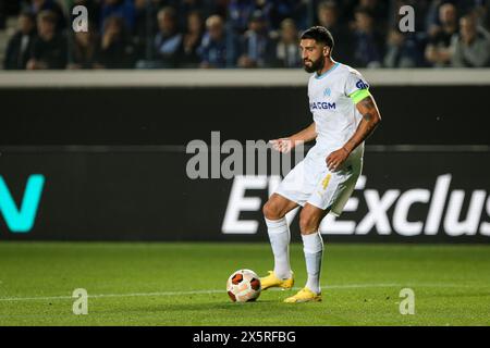 Bergame, Italie, 09 mai 2024. Samuel Gigot lors du match entre Atalanta et l'Olympique Marseille pour la demi-finale de l'UEFA Europa League au Gewiss Stad Banque D'Images