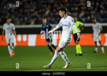 Bergame, Italie, 09 mai 2024. Leonardo Balerdi lors du match entre Atalanta et l'Olympique Marseille pour la demi-finale de l'UEFA Europa League à Gewiss Banque D'Images