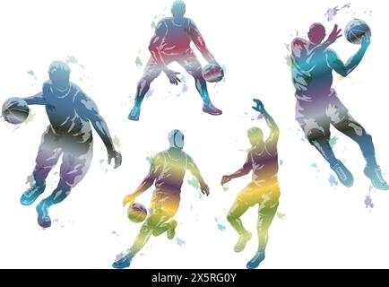 Vector Basketball Players Silhouette illustration Set isolé sur Un fond blanc. Illustration de Vecteur