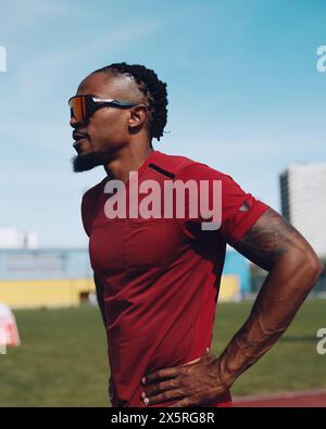 Mile End, Royaume-Uni. 10 mai 2024. Chris Royster des États-Unis lors de l’entraînement en préparation des essais olympiques américains de 2024. Crédit : George Tewkesbury/Alamy Live News Banque D'Images