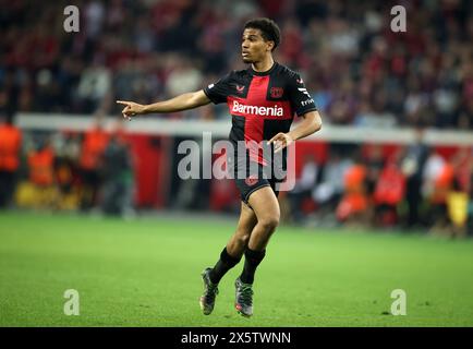 LEVERKUSEN, ALLEMAGNE - 09 MAI : amine Adli de Bayer Leverkusen réagit lors de la demi-finale de l'UEFA Europa League 2023/24 entre le Bayer 04 Leverkusen et L'AS Roma à la BayArena le 09 mai 2024 à Leverkusen, Allemagne. © diebilderwelt / Alamy Stock Banque D'Images