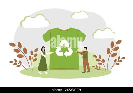 Recyclage des ordures. Vêtements fabriqués à partir de matériaux recyclés. Illustration de Vecteur