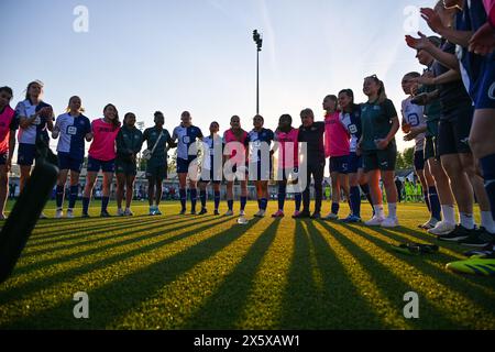 Anderlecht, Belgique. 11 mai 2024. Joueuses d'Anderlecht photographiées après avoir remporté un match de football féminin entre le RSC Anderlecht et les AA Gent Ladies lors de la 8 ème journée des play offs de la saison 2023 - 2024 de la Super League belge du Lotto Womens, le samedi 11 mai 2024 à Anderlecht, Belgique . Crédit : Sportpix/Alamy Live News Banque D'Images