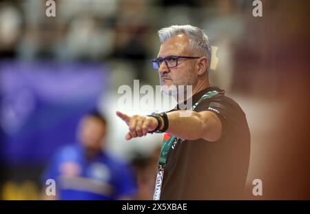 Guimarães, 09/05/2024 - A selecçaõ Nacional de Andebol AA de Portugal defrontou esta tarde no Pavilhão da Unidade Vimaranense a Seleção da Bósnia Herzgovina. Paulo Perei1a (Miguel Pereira/Global Imagens) crédit : Atlantico Press/Alamy Live News Banque D'Images