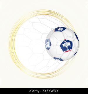 Emblème du football avec ballon de football avec drapeau du Wyoming dans le filet, marquant un but pour le Wyoming. Emblème vectoriel. Illustration de Vecteur