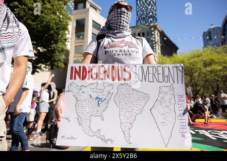 Seattle, États-Unis. 11 mai 2024. Rallye Nakba 76 à Seattle Washington crédit : Alex Garland/Alamy Live News Banque D'Images