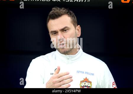 Saint-Pétersbourg, Russie. 11 mai 2024. Igor Akinfeev (35 ans) du CSKA vu en action lors du match de football de la première Ligue russe entre le Zenit Saint-Pétersbourg et le CSKA Moscou à Gazprom Arena. Score final ; Zenit 0:1 CSKA. (Photo de Maksim Konstantinov/SOPA images/SIPA USA) crédit : SIPA USA/Alamy Live News Banque D'Images