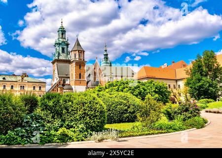 Fragment du château royal de Wawel - un complexe architectural sur la rive gauche de la Vistule, Cracovie, Pologne. Banque D'Images