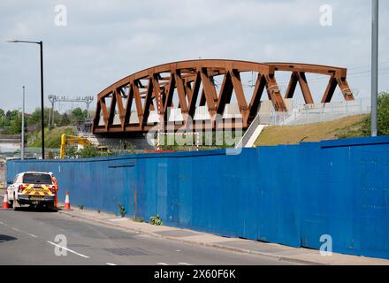 Pont de remplacement SAS13 sur la ligne de fret Stechford-Aston, Birmingham, Royaume-Uni Banque D'Images