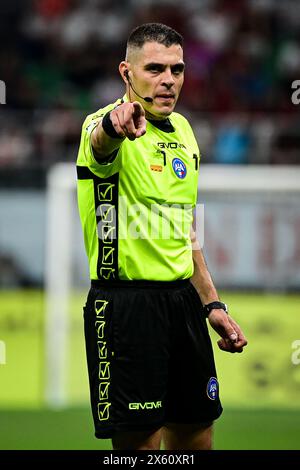 Milan, Italie, le 11 mai 2024. Arbitre Simone Sozza lors du match de football italien de Serie A AC Milan vs Cagliari au stade San Siro de Milan, Italie, le 11 mai 2024 crédit : Piero Cruciatti/Alamy Live News Banque D'Images