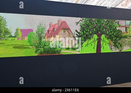 Peintures de David Hockney, Une année en Normandie, 2024, Salts Mill, West Yorkshire Banque D'Images