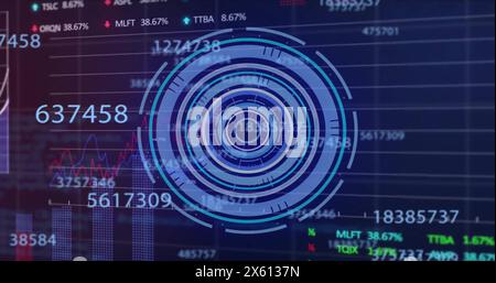 Image du traitement des données financières sur la portée et la grille Banque D'Images