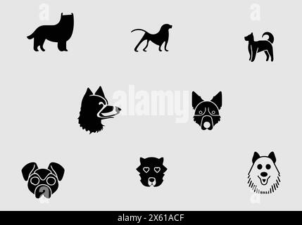 Minimal Canadian Eskimo Dog noir icône design Illustration de Vecteur