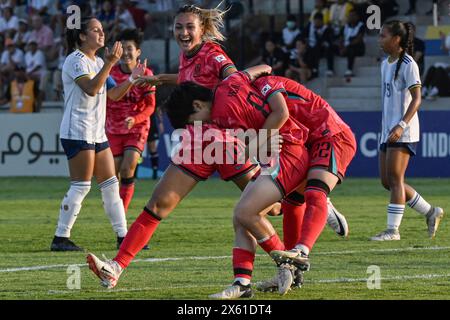 Bali, Indonésie. 12 mai 2024. Les joueuses de Corée du Sud célèbrent après avoir marqué lors du match du Groupe A de la Coupe d'Asie féminine U-17 2024 de l'AFC entre la Corée du Sud et les Philippines au Bali United Training Center à Bali, Indonésie, le 12 mai 2024. Crédit : Agung Kuncahya B./Xinhua/Alamy Live News Banque D'Images