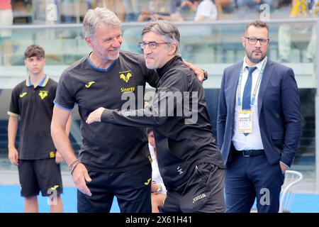 Vérone, Italie. 12 mai 2024. Ivan Juric (entraîneur-chef Torino FC, Marco Baroni (entraîneur-chef Hellas Vérone) lors du match de Serie A entre les Hellas Vérone et Torino au stade Marcantonio Bentegodi, au nord de l'est Italie - dimanche 12 mai 2024. Sport - Soccer (photo de Paola Garbuioi/Lapresse) crédit : LaPresse/Alamy Live News Banque D'Images