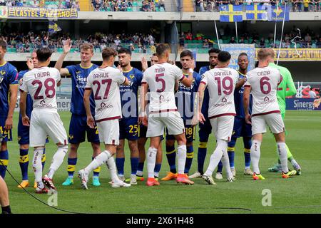 Vérone, Italie. 12 mai 2024. Alignement lors du match de football Serie A entre les Hellas Vérone et Torino au stade Marcantonio Bentegodi, au nord de l'est de l'Italie - dimanche 12 mai 2024. Sport - Soccer (photo de Paola Garbuioi/Lapresse) crédit : LaPresse/Alamy Live News Banque D'Images