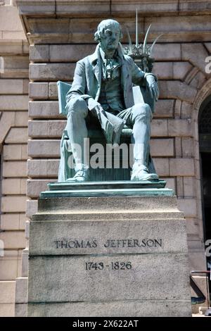 Sculpture de Thomas Jefferson 1743-1826, au centre-ville de Cleveland en mai 2024 Banque D'Images