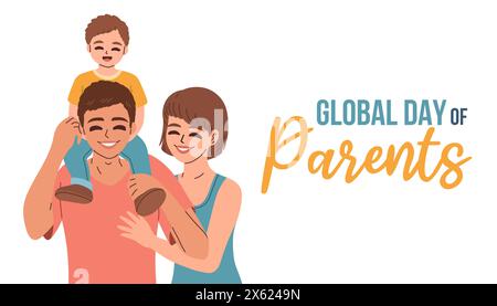 Journée mondiale des parents. Illustration de la journée des parents pour dépliant, bannière, publication sur les médias sociaux, affiche Illustration de Vecteur