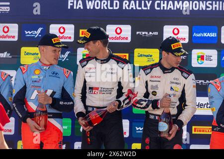 Matoshinhos, Portugal. 12 mai 2024. OGIER Sebastien, Toyota GR Yaris Rally1, portrait TANAK Ott, Hyundai I20 Rally1, portrait podium, portrait lors du Rallye de Portugal 2024, 5e manche du championnat du monde des Rally1 WRC 2024, du 9 au 12 mai 2024 à Matoshinhos, Portugal - photo Nikos Katikis/DPPI crédit : DPPI Media/Alamy Live News Banque D'Images