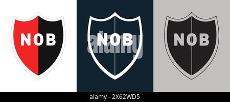 Newell's Old Boys FC couleur Noir et blanc 3 style logo Argentine club de football professionnel, illustration vectorielle abstraction image modifiable Illustration de Vecteur