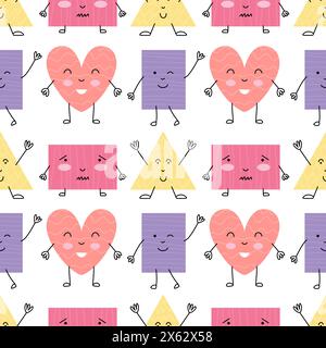 Motifs de personnages de formes mignonnes Illustration de Vecteur