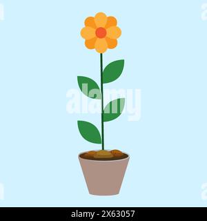 Icône de plante verte en pot jaune orange abstraite Illustration de Vecteur