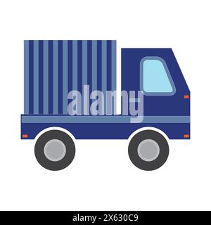 Icône de camion de livraison bleu style plat Illustration de Vecteur