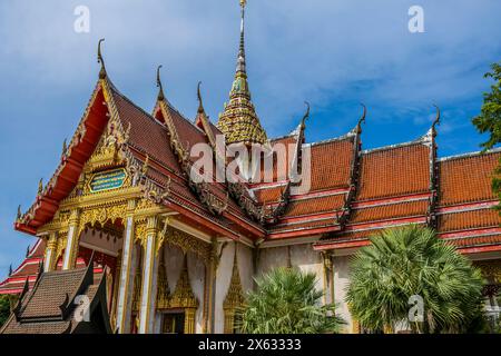 Magnifique temple bouddhiste Wat Chalong à Phuket thaïlande Banque D'Images