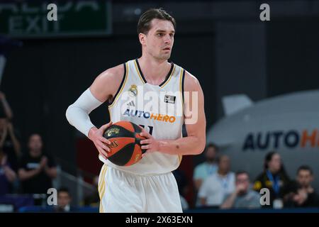 Alberto Abalde joueur du Real Madrid lors du match entre le Real Madrid et Baskonia - Liga Endesa au Wizink Center le 12 mai 2024 à Madrid, Spai Banque D'Images