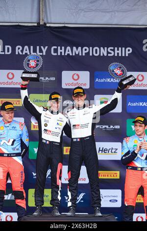 Porto, Portugal. 12 mai 2024., célébrant la phase finale de puissance du podium à Fafe, lors du Championnat du monde des Rallyes FIA WRC Vodafone Rally de Portugal 2024 12 mai, Porto Portugal crédit : Agence photo indépendante/Alamy Live News Banque D'Images