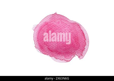 Abstrait taches d'aquarelle rose dessinées à la main isolées sur fond blanc Banque D'Images
