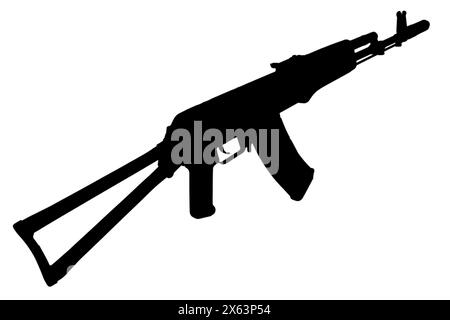 kalachnikov aks 74 fusil d'assaut avec silhouette noire de stock pliant Banque D'Images