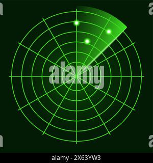 Radar militaire sonar hud carte graphique numérique. interface utilisateur de conception d'arrière-plan de l'écran radar hud de balayage de boussole. Illustration de Vecteur