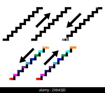 Symboles d'icône d'escalier à l'étage et en bas. Illustration de Vecteur