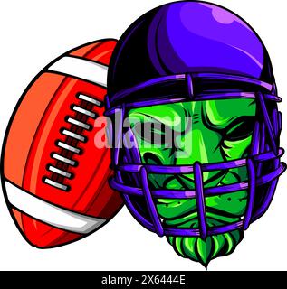 Ballon de rugby et casque isolés sur fond blanc. Illustration de Vecteur