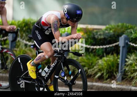 Yokohama, Japon. 11 mai 2024. Keiichi Sato (JPN), 11 mai 2024 - Triathlon : PTS5 masculin au parc Yamashita lors de la série para 2024 du World Triathlon Yokohama à Yokohama, Japon. Crédit : SportsPressJP/AFLO/Alamy Live News Banque D'Images